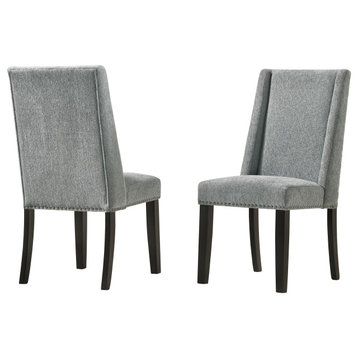 Carolina Classics Laurant Upholstered Wood Dining Chair in Gray (Set of 2)