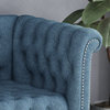 Edgar Traditional Chesterfield Sofa With Tufted Cushions, Blue, Black
