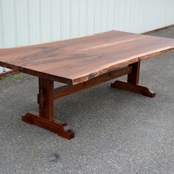 Live Edge Walnut Trestle Table with Figured Top - Products