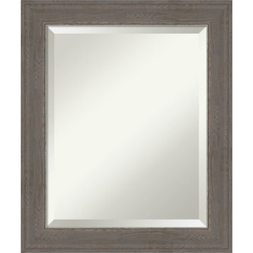 Alta Brown Grey Beveled Bathroom Wall Mirror - 20.5 x 24.5 in.