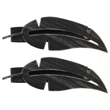 Set of 2 Metal Feather Tieback With Magnet Plume