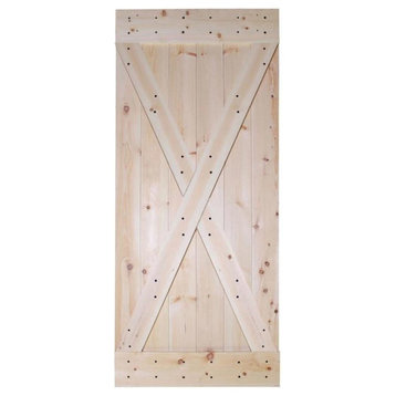 X-Panel Unfinished Solid Core Plank Knotty Pine Barn Wood Sliding Interior Door