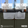 Karran Undermount Quartz 32" 50/50 Double Bowl Kitchen Sink Kit, White