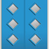 Clear Low-E 3-Lite Diamond Steel Double Door 74"x81.75" Left Hand In-swing