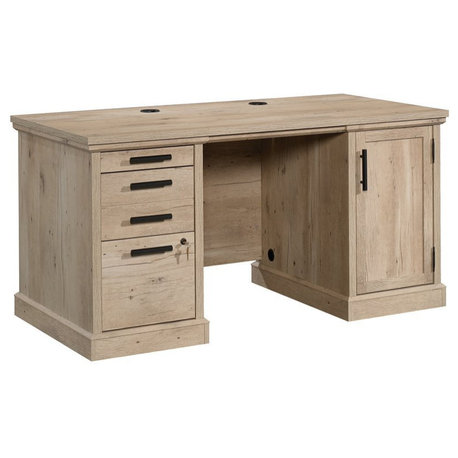 Sauder Mason Peak 60" Engineered Wood Double Pedestal Desk in Prime Oak