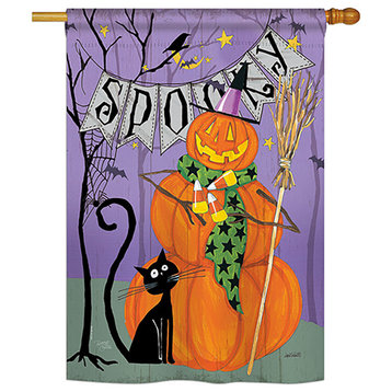 Spooky Pumpkin Men Halloween Vertical Garden Double Sided Flag, 28"x40"