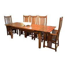 50 Most Por Craftsman Dining Room Sets For 2019 Houzz Arts And Crafts Oak Dining Table With 2 Leaves 8 High Back Chairs 9
