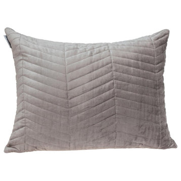 Taupe Quilted Velvet Zig Zag Decorative Lumbar Pillow