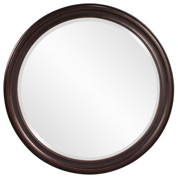 Roseto HEMIR47095 George 36" Round Portrait Framed Wall Mirror - Oil Rubbed