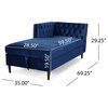 Aryan Tufted Velvet Sectional Sofa With Storage Chaise, Midnight Blue/Espresso