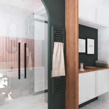 Perspective 3D rénovation de la salle de douche