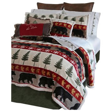 Tall Pine Extra Plush Sherpa Bedding Set, Twin, 4-Piece Set