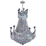 Crystal Lighting Palace - French Empire 9-Light Clear Crystal Regal Chandelier, Chrome Finish - This stunning 9-light Crystal Chandelier only uses the best quality material and workmanship ensuring a beautiful heirloom quality piece. Featuring a radiant Chrome finish and finely cut premium grade crystals with a lead content of 30%, this elegant chandelier will give any room sparkle and glamour.