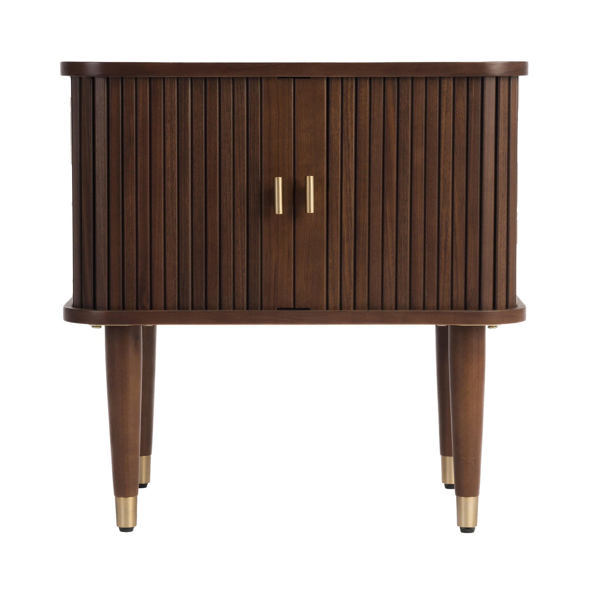 Studio London Murray Mid-Century Nightstand with Storage Brass Accents
