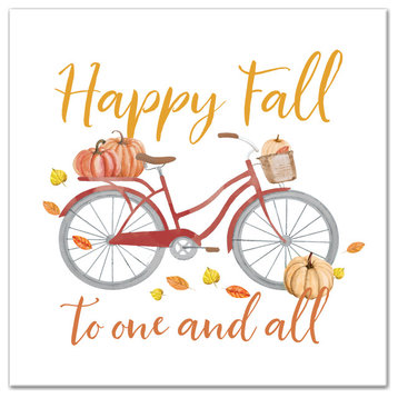 Happy Fall Bike 16x16 Canvas Wall Art