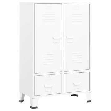 vidaXL Wardrobe Armoire Bedroom Clothes Storage Organizer Closet White Steel