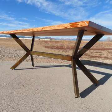 Pecan Table with Custom Metal Base