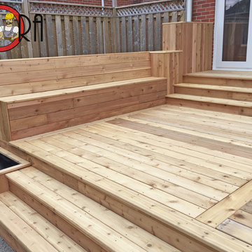 Cedar Deck with Built-in Bench and Flower Boxes
