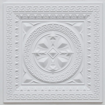 24"x24" D220 White Matte Faux Tin Ceiling Tile Made of PVC