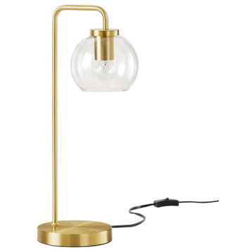 Silo Glass Globe Glass and Metal Table Lamp, Satin Brass
