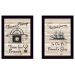 Trendy Decor4U - "Friendship Journey" 2-Piece Vignette by Millwork Engineering, Black Frame - Friendship Journey, by the designers at Trendy D cor 4U, a grouping of 2 (10 x 14) kitchen d cor framed prints in matching black frames: Time For Friends and Friendship Journey. The surface of the prints is textured with a fade resistant coating so no glass is necessary. Arrives ready to hang. Made in the USA by skilled American workers.