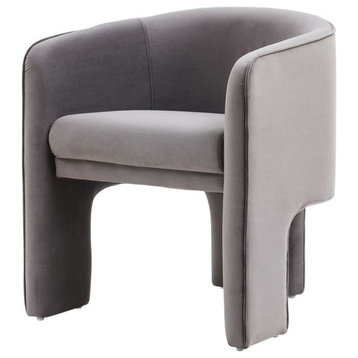 Limari Home Kyle 19.7" Three-Leg Modern Velvet Accent Chair in Dark Gray