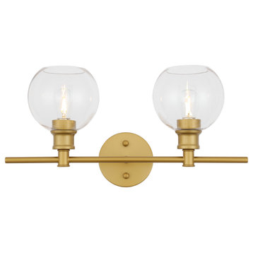 Elegant Lighting LD2314 Collier 2 Light 19"W Bathroom Vanity - Brass