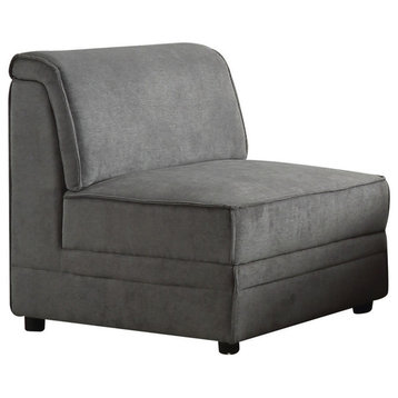 ACME Bois Velvet Armless Accent Chair in Gray