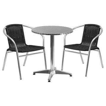 Flash Furniture 23.5Rd Aluminum Table Set-2 Ch In Black