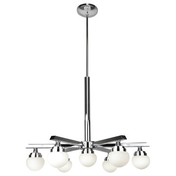 Classic 7-Light Dimmable LED Chandelier, Chrome (CH) With Opal (OPL) Glass