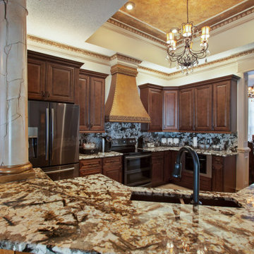 Glazed Brown Kitchen Cabinets
