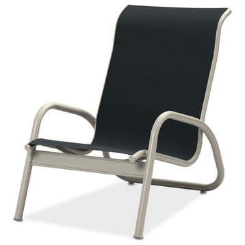 Gardenella Sling Stacking Poolside Chair, Textured Warm Gray, Black