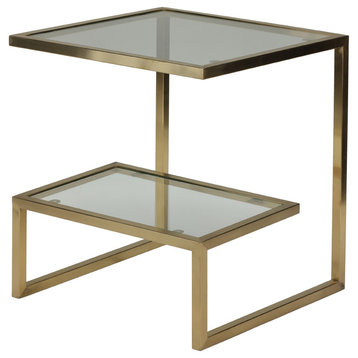 Cortesi Home Luician Contemporary End Table, Brushed Gold