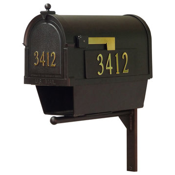 Berkshire Mailbox With Address Numbers, Newspaper Tube & Mounting Bracket