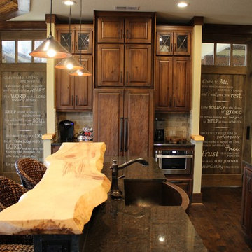 Hand carved rustic cabinetry