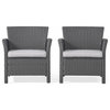 GDF Studio Louisa Outdoor Wicker Club Chairs, Gray/Silver, Set of 2