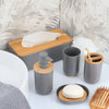 Gray PADANG Soap Dish Cup Dispenser with Bamboo Tray