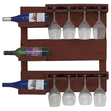 Farmhouse 3-Bottle Wine Shelf, Burgundy