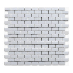 Stone Center Corp - Thassos White Marble 5/8x1-1/4 Brick Subway Mosaic Tile Honed, 1 sheet - Wall And Floor Tile