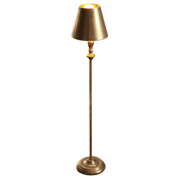 Sleek Slim Antique Gold Metal Table Lamp Modern 40" Tall Reading Light