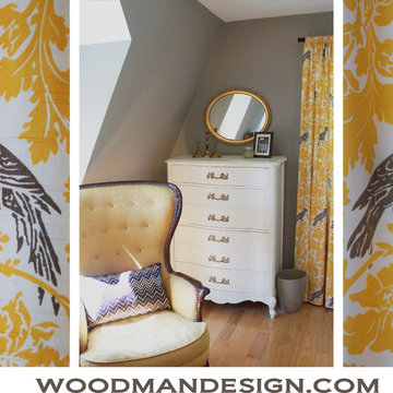 Eclectic Yellow and Gray Bedroom