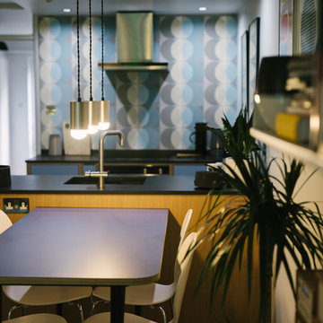 The Hollingtons: Mid Century Modern Blue Plywood Kitchen
