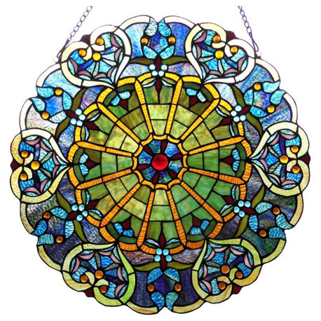 CHLOE Willa Tiffany-glass Victorian Window Panel 23"