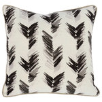 Kosas Home - Alba 20" Throw Pillow, Ivory - Natural linen piping frames this pillow showcasing its lively digital print design. In shades of gray and black, this pillow creates a watercolor-like chevron pattern that brings a contemporary element to any space. Neutral, warm tones add a casual vibe.