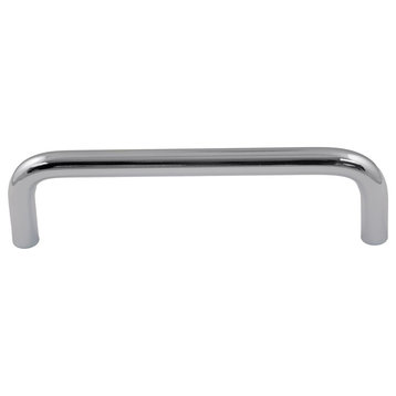 Steel Wire Cabinet Pull, 4", Polished Chrome
