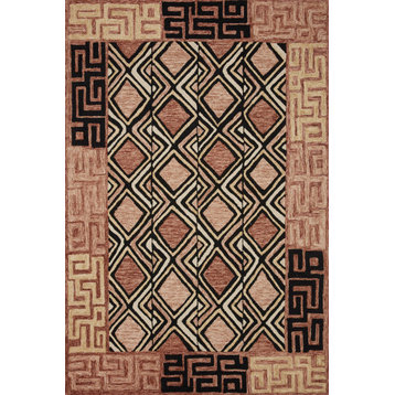 Loloi Wool Tribal-Inspired NAL-06 Rose, Black Area Rug, 3'6"x5'6"
