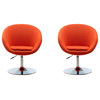 Manhattan Comfort Hopper Chrome Wool Blend Adjustable Chair, Orange, Set of 2
