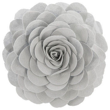 Eva's Flower Garden Decorative Throw Pillow, 13" Round, Grey