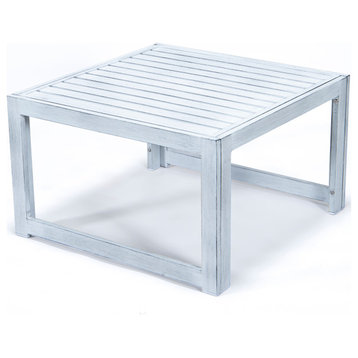 LeisureMod Chelsea Patio Coffee Table With Weathered Gray Aluminum
