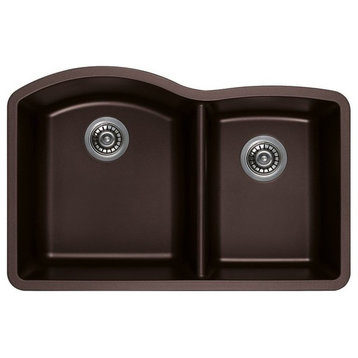 Titan Quartz Undermount 32 in. 55/45 Double Bowl Kitchen Sink with Strainer, Cho